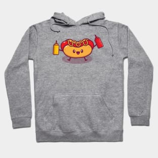 Cut Hot Dog Holding Mustard And Sauce Hoodie